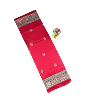 Pink Madhubani Printed Saree with Broad Contrast Border