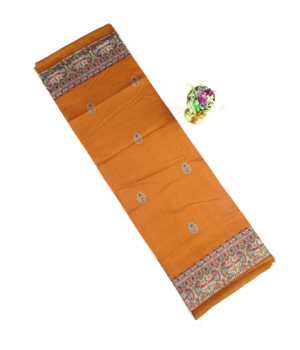 Bright Orange Madhubani Fancy Saree with Woven Diamond Border