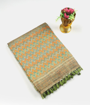 Dual-Tone Jute Silk Saree with All-Over Jala Woven Pattern