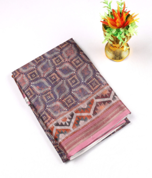 Dual-Tone Fancy Printed Saree with Abstract Geometric Design