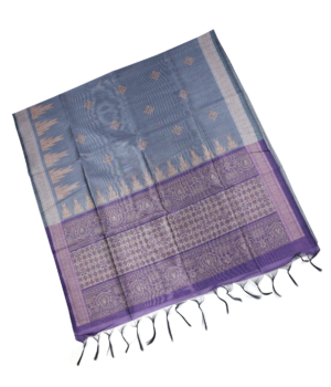 Purple Grey Handloom Zari Saree