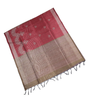 Maroon Gold Zari Tussar Silk Saree