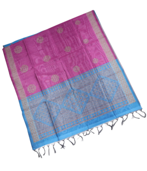 Fuschia Blue Handloom Tussar Silk Saree