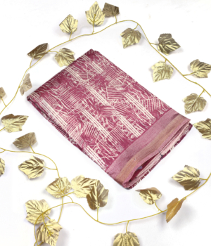 Maroon Fancy Print Saree with Linear Texture Print