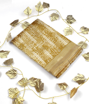 Golden Fancy Print Saree with Subtle Geometric Pattern