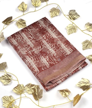 Dusty Pink Fancy Print Saree with Digital Textured Weave