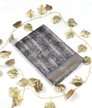 Grey Fancy Print Saree with Abstract Digital Texture