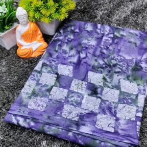 Lavender Cotton Saree with Tie-Dye Checkered Pattern