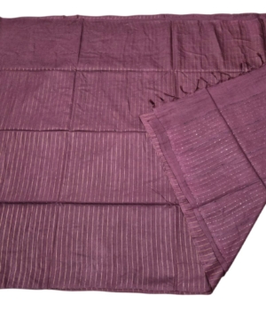 Maroon Semi Tussar Saree with Fine Horizontal Stripe Weave
