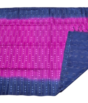 Pink & Navy Semi Tussar Saree with Traditional Ikat Weave
