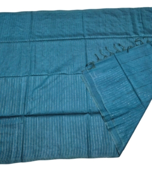 Teal Blue Semi Tussar Saree with Self-Stripe Woven Texture