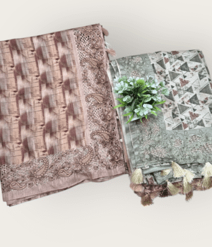 Trendy Semi Tussar Saree with Grid Pattern and Bold Border Motifs