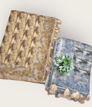 Jacquard Weave and Contrast Border Semi Tussar Saree