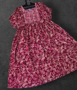 Maroon Floral Pattern Rayon Umbrella Top