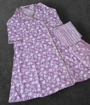 Lavender Bloom Angrakha Anarkali Set