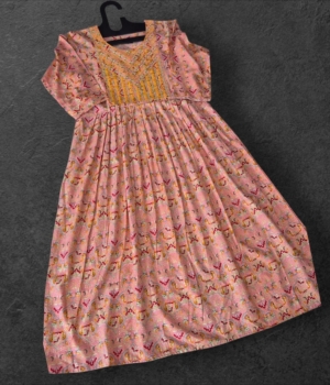 Peach Geometric Pattern Rayon Umbrella Top