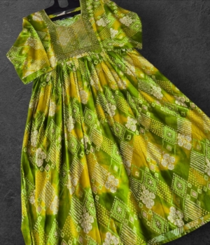 Lime Green Floral Pattern Rayon Umbrella Top