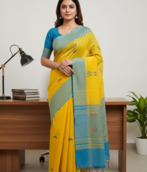 Breezy Khadi Saree with Subtle Woven Design
