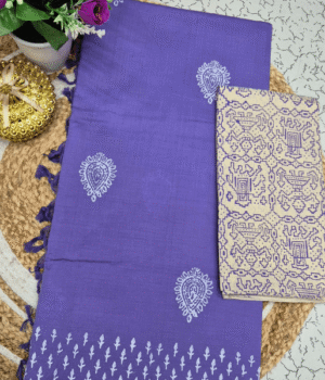 Lavender Purple & Ivory Print Saree