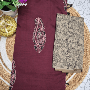 Wine Maroon & Beige Floral Print Saree
