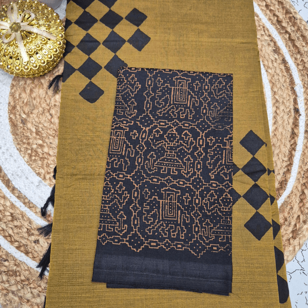 Rust Brown Saree with Black Blouse