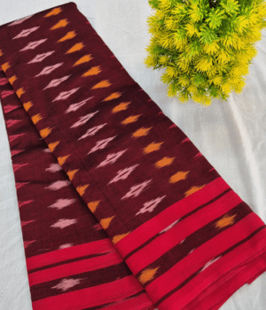 Maroon Pure Handloom Pochampally Ikat Cotton Saree