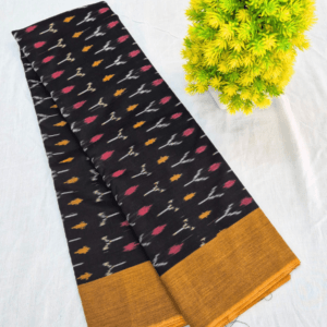 Black Pure Handloom Pochampally Ikat Cotton Saree