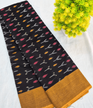 Black Pure Handloom Pochampally Ikat Cotton Saree