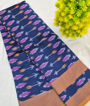 Navy Blue Pure Handloom Pochampally Ikat Cotton Saree