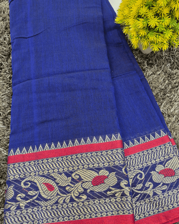 Khadi Saree with Intricate Jacquard-Style Border - Image 2