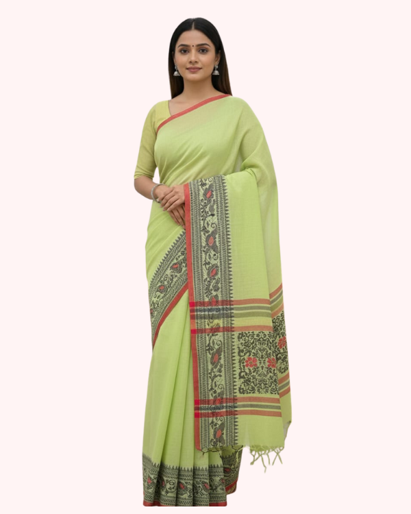 Khadi Saree with Heritage Floral Border Design