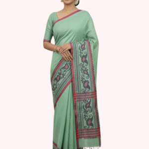 Khadi Saree with Folk-Art Inspired Border Detailing
