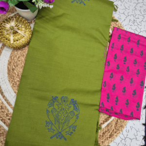 Parrot Green Saree with Bright Pink Blouse