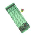 Light Green Madhubani Printed Saree with All-Over Motif Pattern