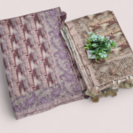 Abstract Geometric Print and Paisley Border Semi Tussar Saree