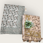 Semi Tussar Saree with Fine Geometric Print and Abstract Pallu