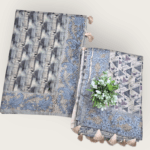 Abstract Print and Contrast Bandhani Pallu  Semi Tussar Saree