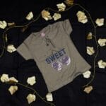 Olive Green Cotton Knit T-shirt with Tie-Up Neck