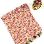 Red Jute Silk Saree with All-Over Tiny Floral Print