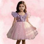 Kids Lilac Net Tutu Frock with Sequin Embellished Yoke