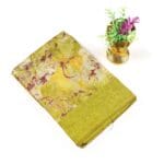 Lime Green Fancy Print Saree with Large Watercolor Floral Design