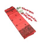 Coral Red Madhubani Printed Fancy Saree with Traditional Border