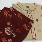 Beige Embroidered Kurti with Maroon Printed Pants