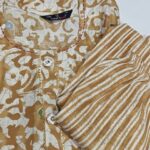 Gold Floral Kurti with Striped Pants
