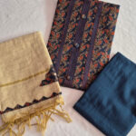 Golden Mustard Geometric Lace-Work Cotton Material