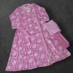 Pure Cotton Rani Pink Angrakha Anarkali Kurti Set