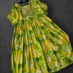 Lime Green Floral Pattern Rayon Umbrella Top