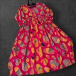 Fuchsia Leaf Motif Rayon Umbrella Kurti