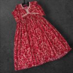 Maroon Floral Pattern Rayon Umbrella Kurti