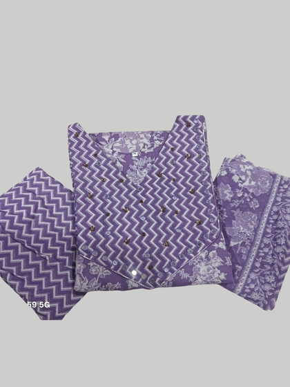 Lavender Floral Kurti Set
